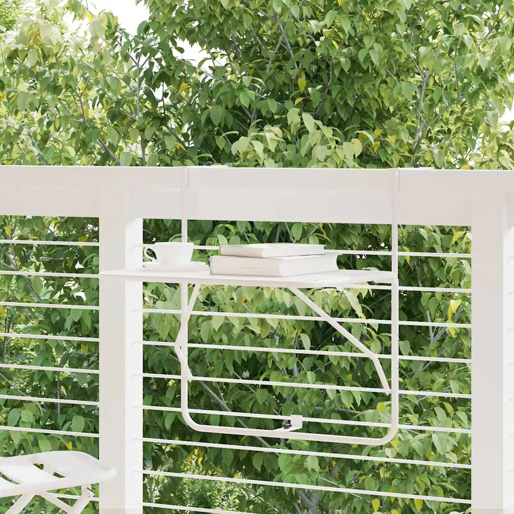 vidaXL Балконска масичка бяла 60x40 см стомана