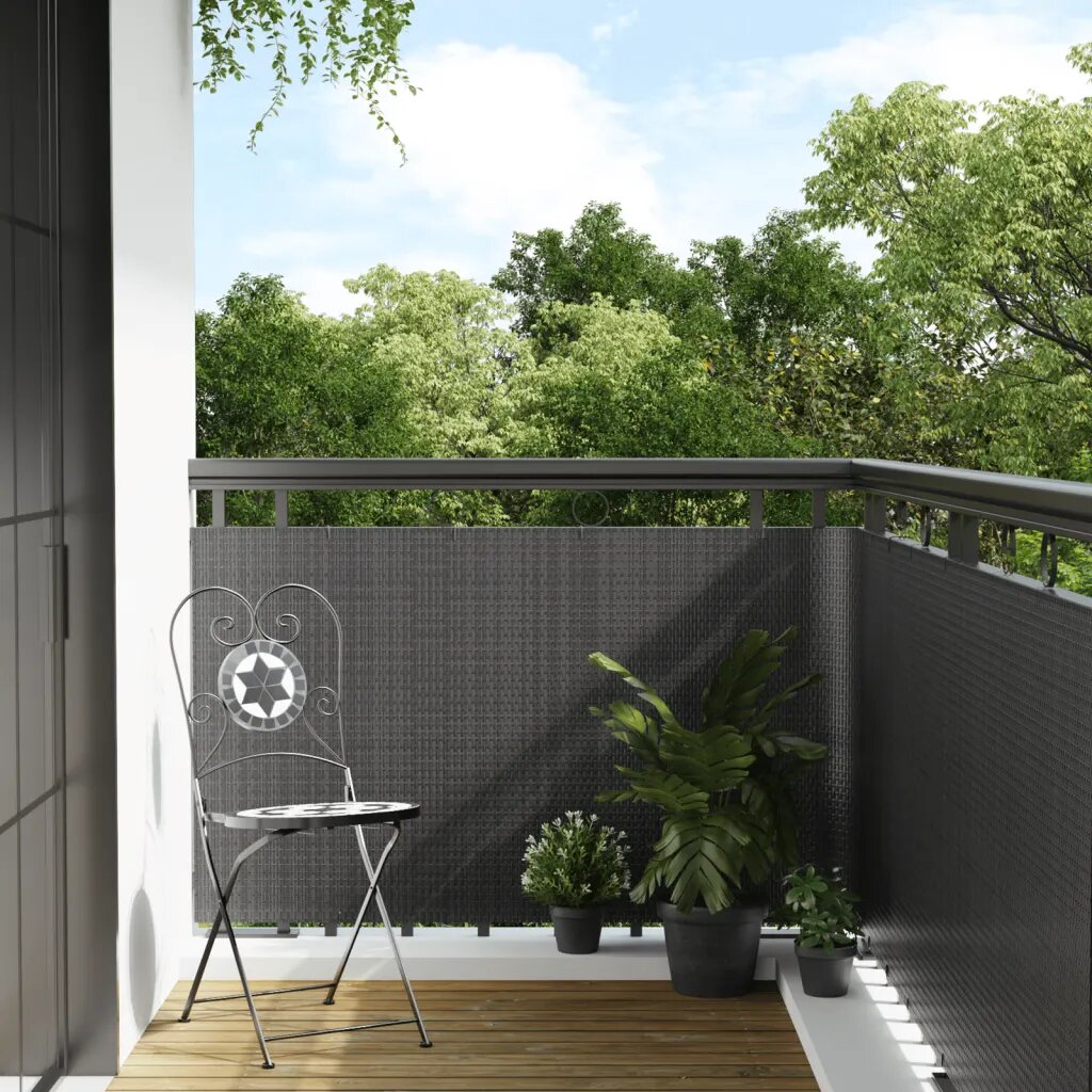 vidaXL Балконски параван антрацит 300x100 см полиратан
