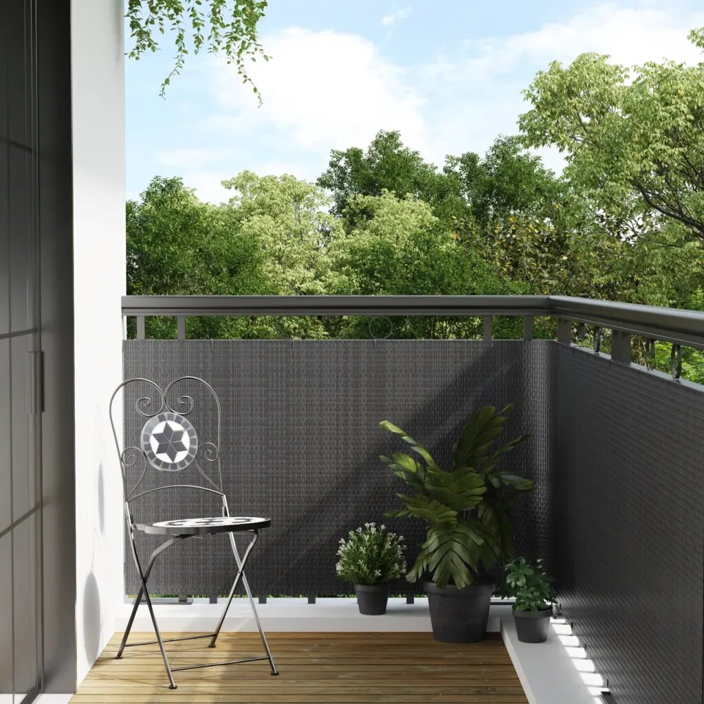 vidaXL Балконски параван антрацит 400x100 см полиратан