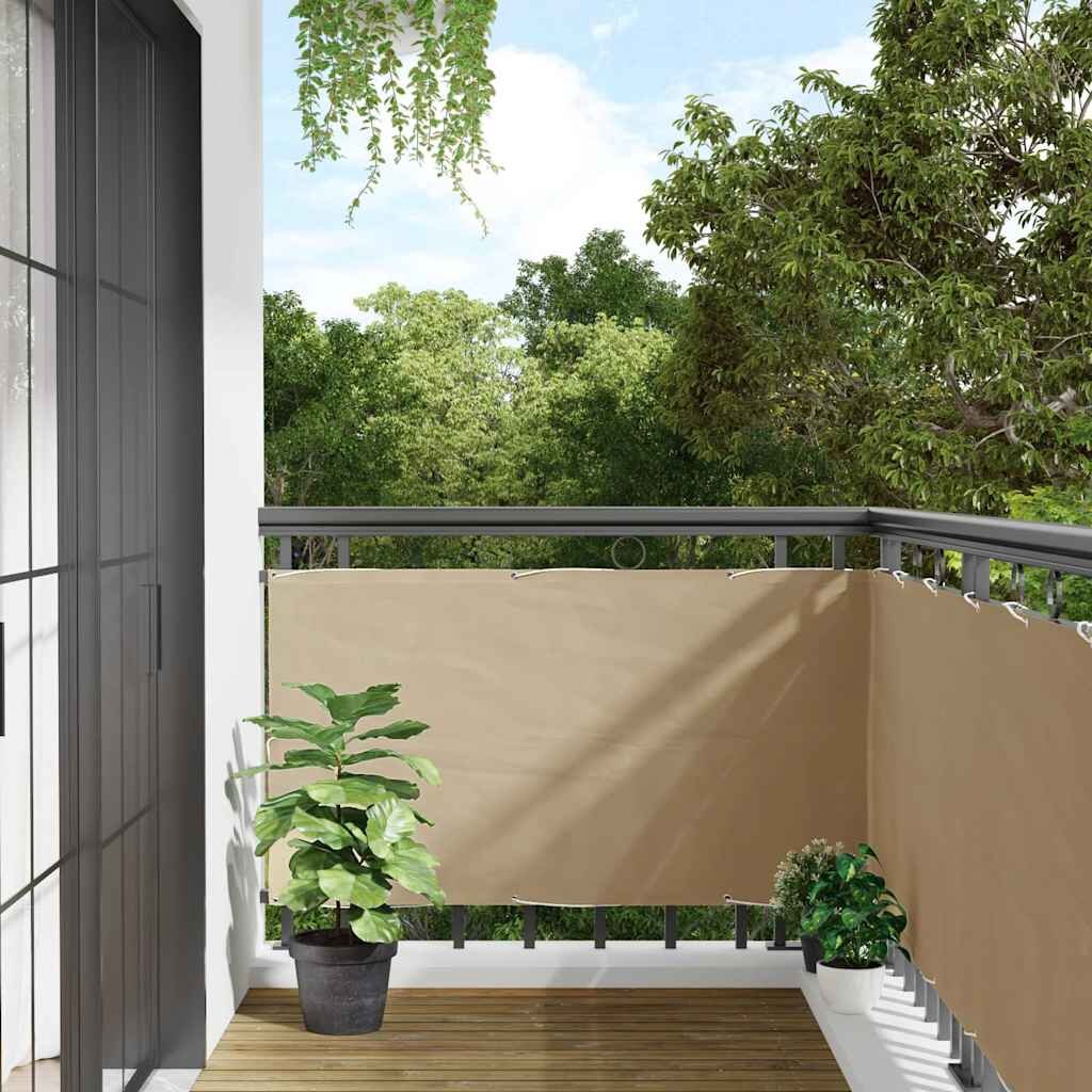 vidaXL Балконски параван бежов 75x300 см оксфорд плат