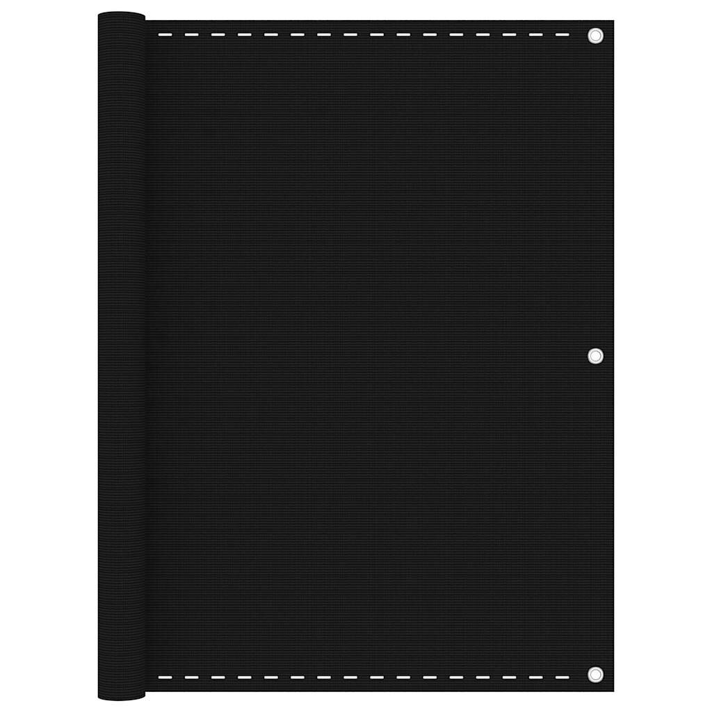 vidaXL Балконски параван черен 120x600 см HDPE