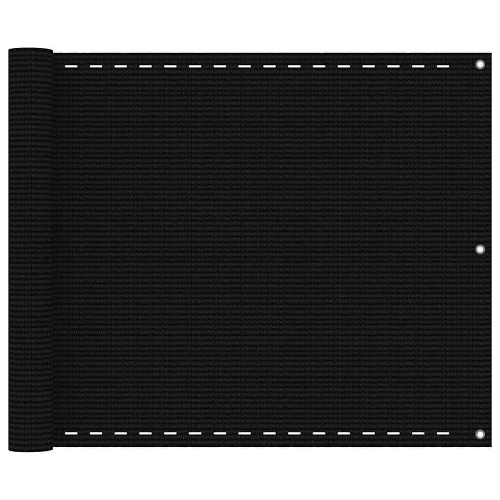 vidaXL Балконски параван черен 75x300 см HDPE