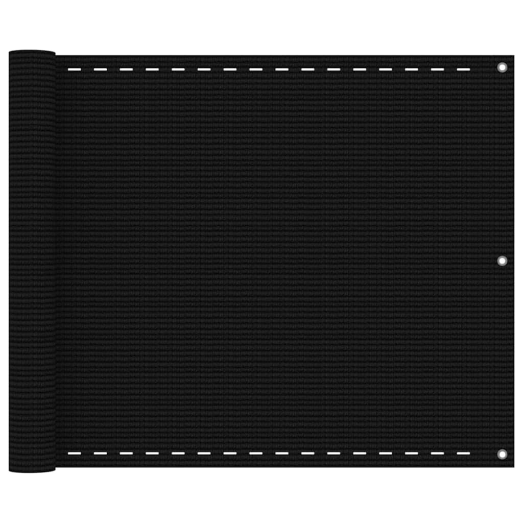 vidaXL Балконски параван черен 75x400 см HDPE