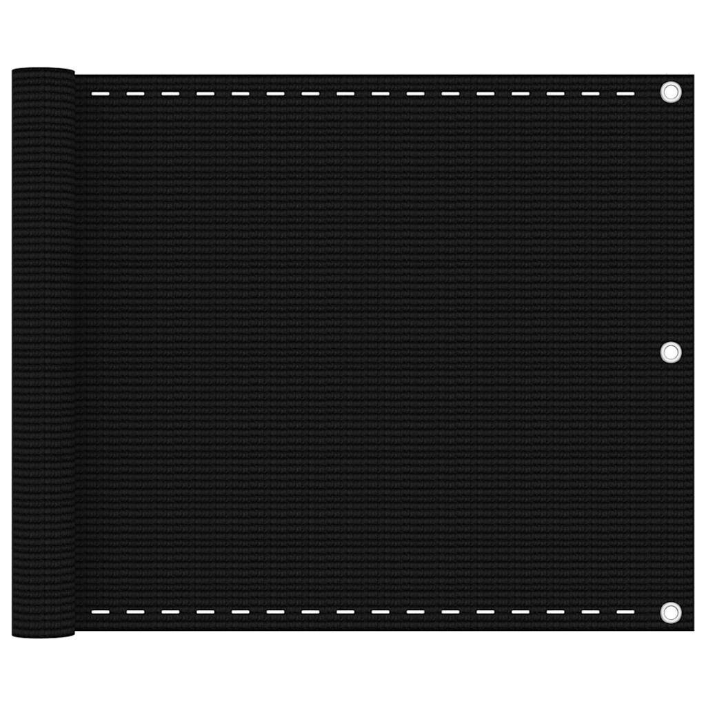 vidaXL Балконски параван черен 75x500 см HDPE
