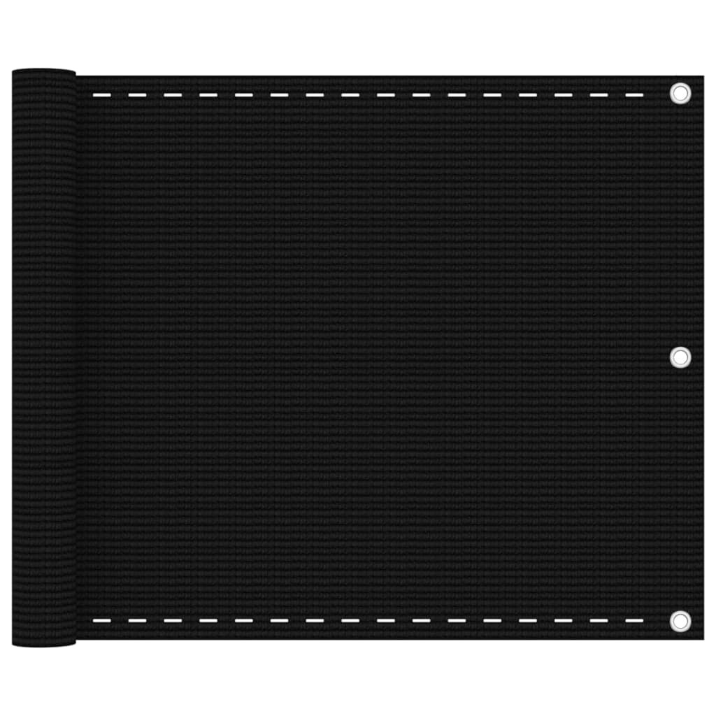 vidaXL Балконски параван черен 75x600 см HDPE