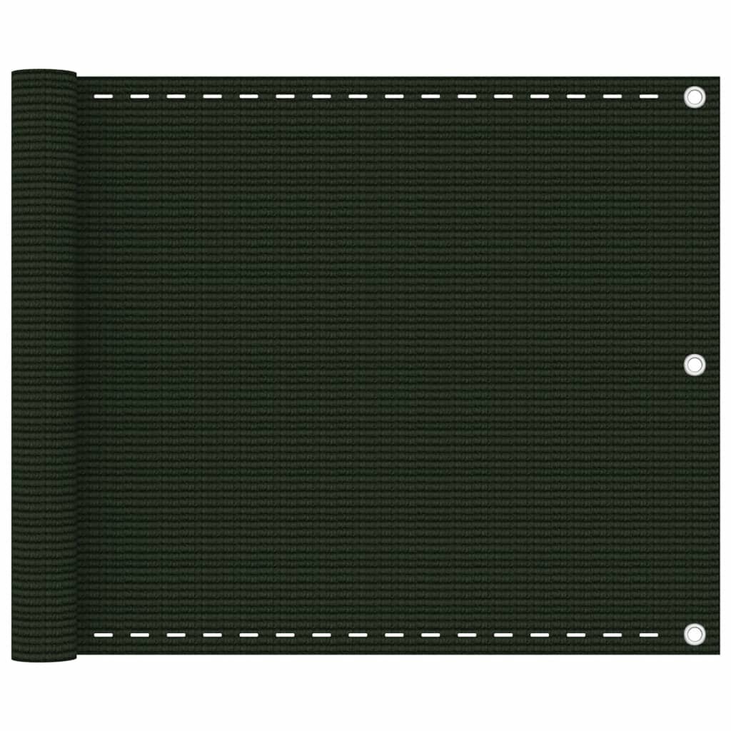 vidaXL Балконски параван тъмнозелен 75x500 см HDPE