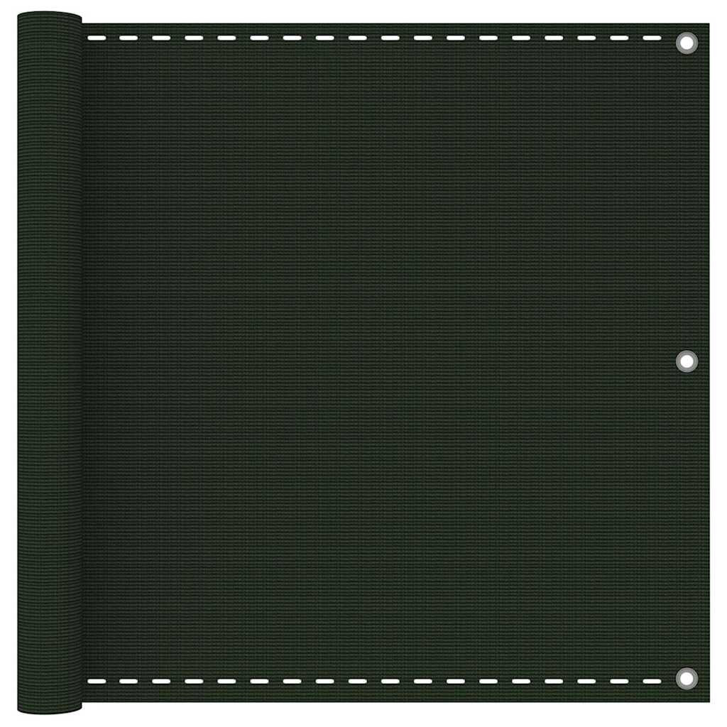 vidaXL Балконски параван тъмнозелен 90x600 см HDPE