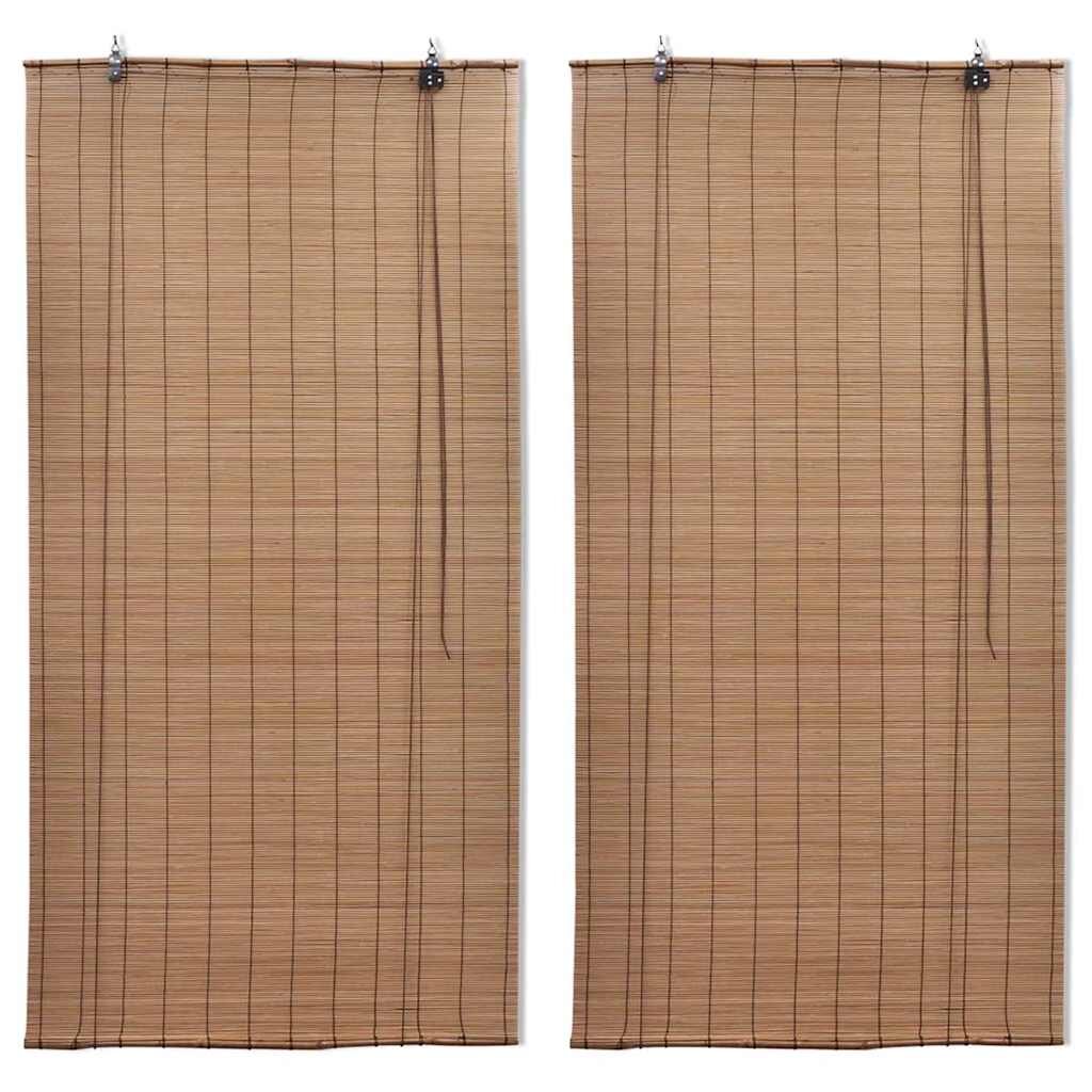 vidaXL Бамбукови ролетни щори 2 бр кафяви 120x220 см