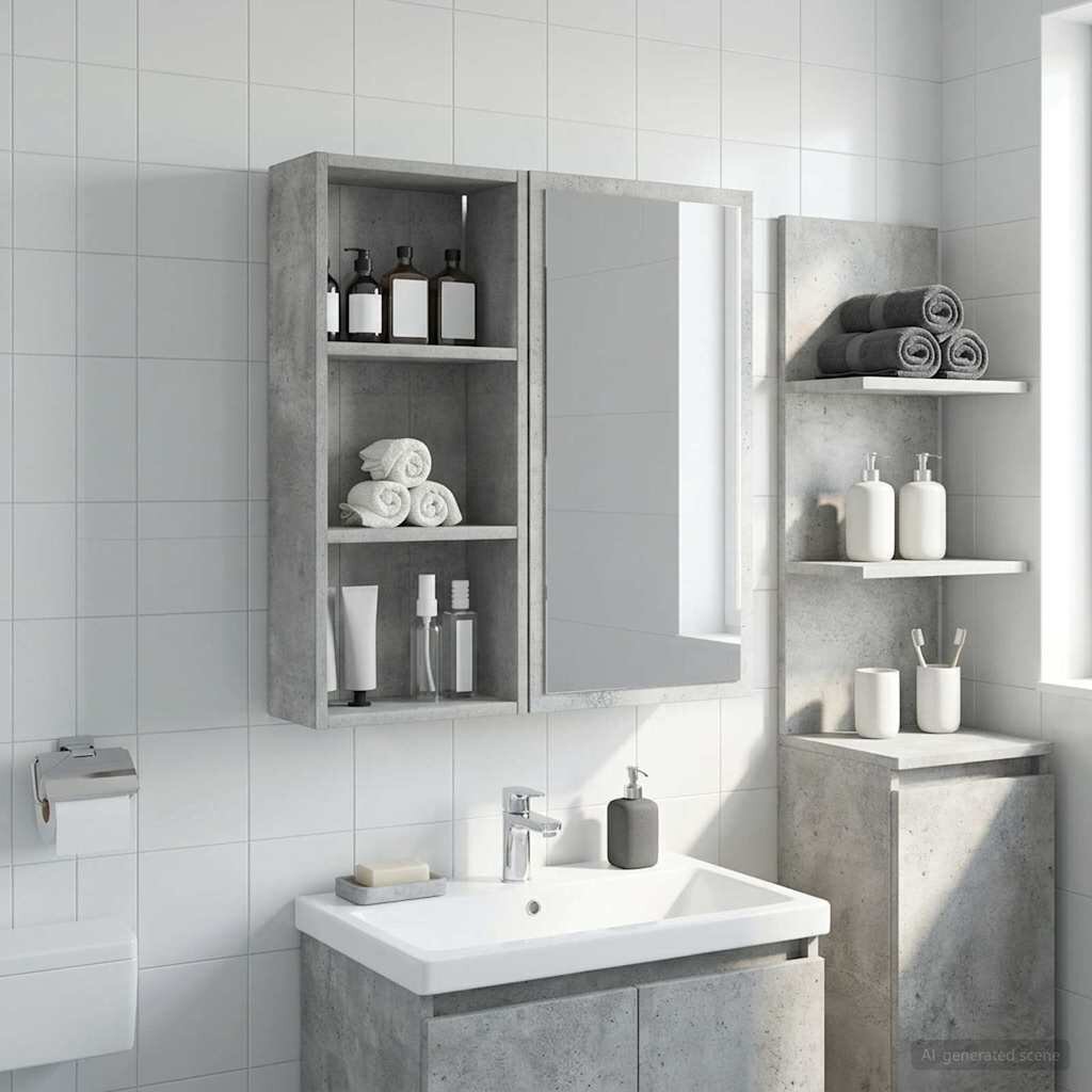 vidaXL Банен стенен шкаф Бетонно Сиво 30 x 14 x 70 см