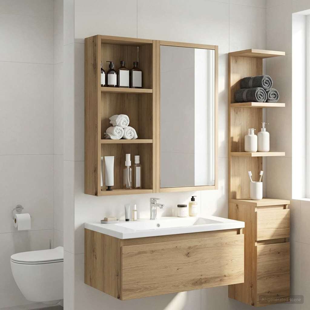 vidaXL Банен стенен шкаф Дъб Артизан 30 x 14 x 70 см