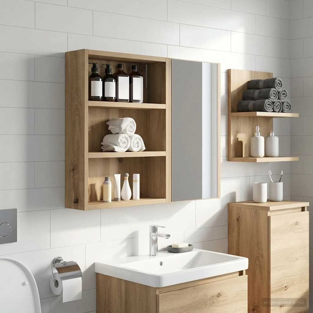 vidaXL Банен стенен шкаф Дъб артизан 40 x 10 x 50 см