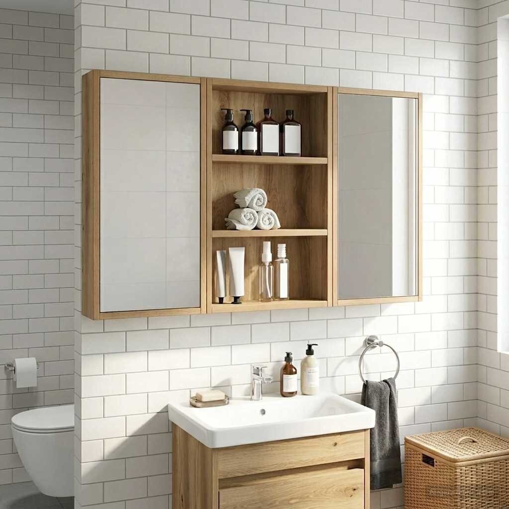 vidaXL Банен стенен шкаф Дъб Артизан 40 x 10 x 605 см