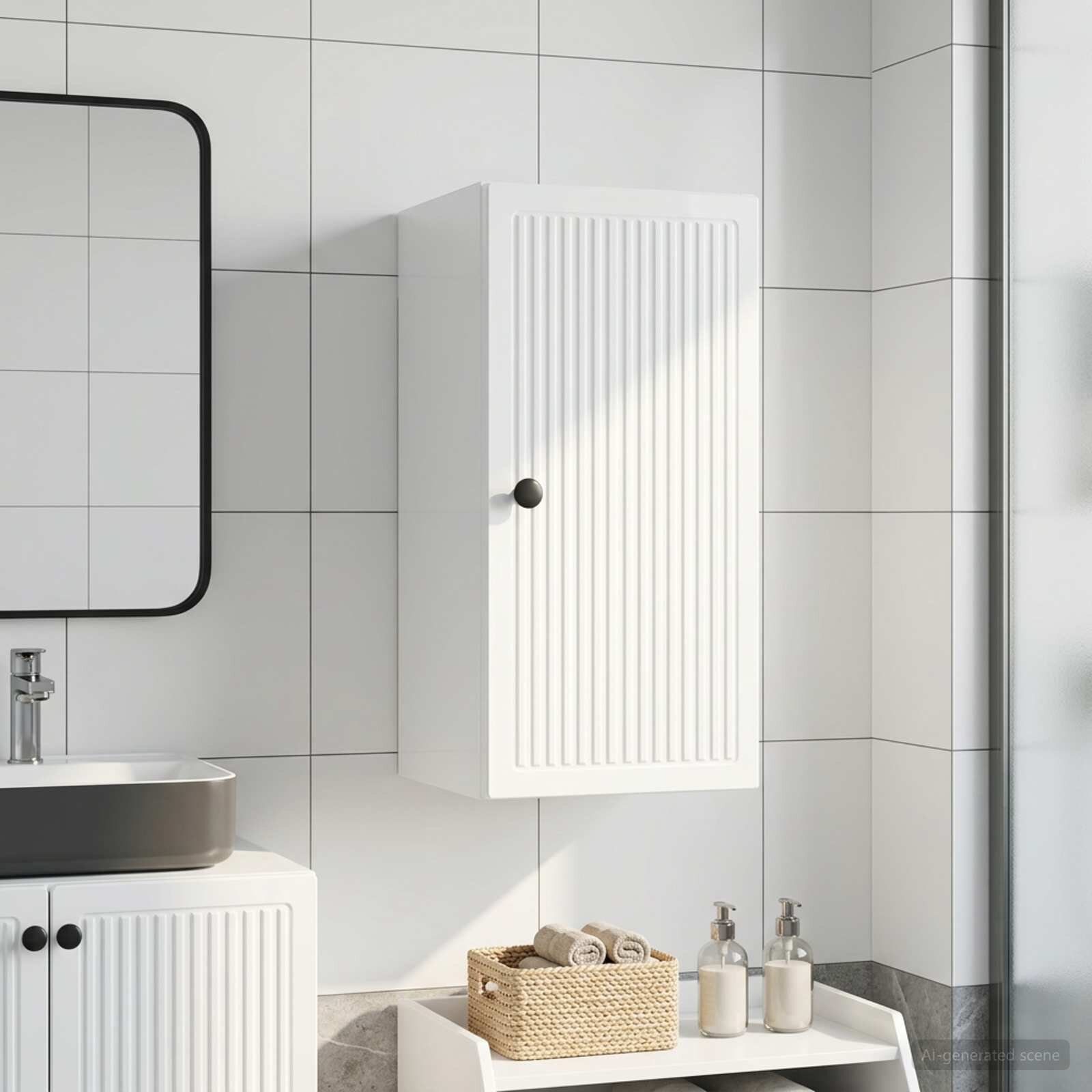vidaXL Банен стенен шкаф EDE Бял гланц 30 x 31 x 59 см