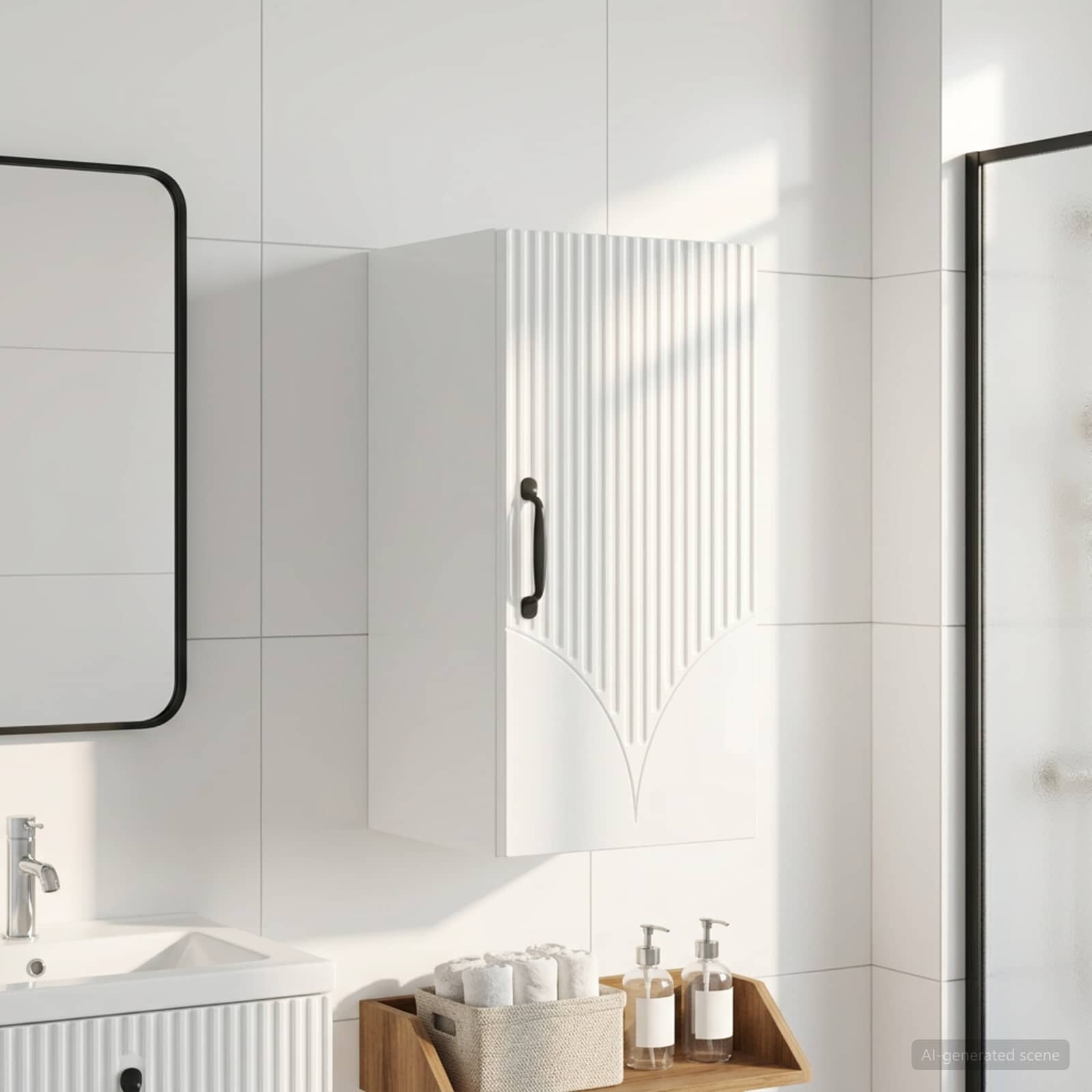 vidaXL Банен стенен шкаф HOORN Бял гланц 30 x 31 x 59 см