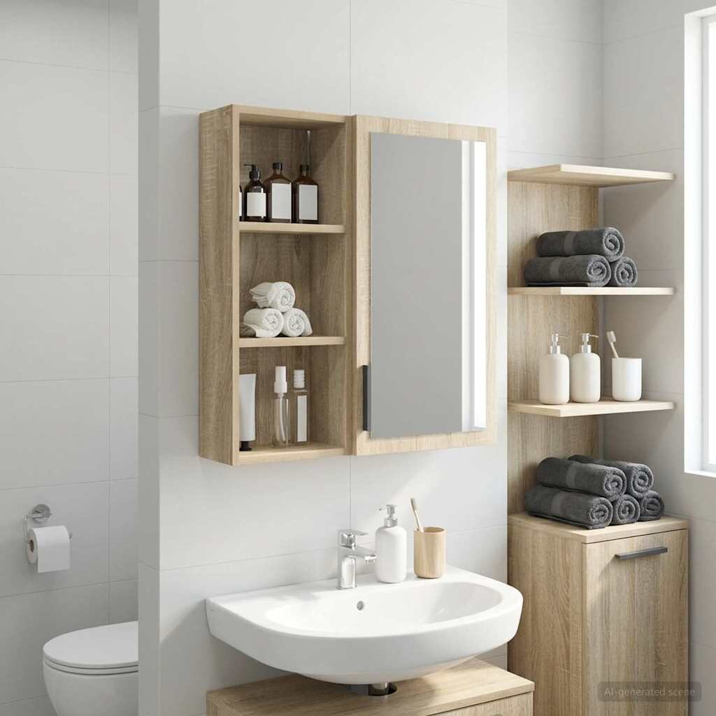 vidaXL Банен стенен шкаф Сонома дъб 30 x 14 x 70 см