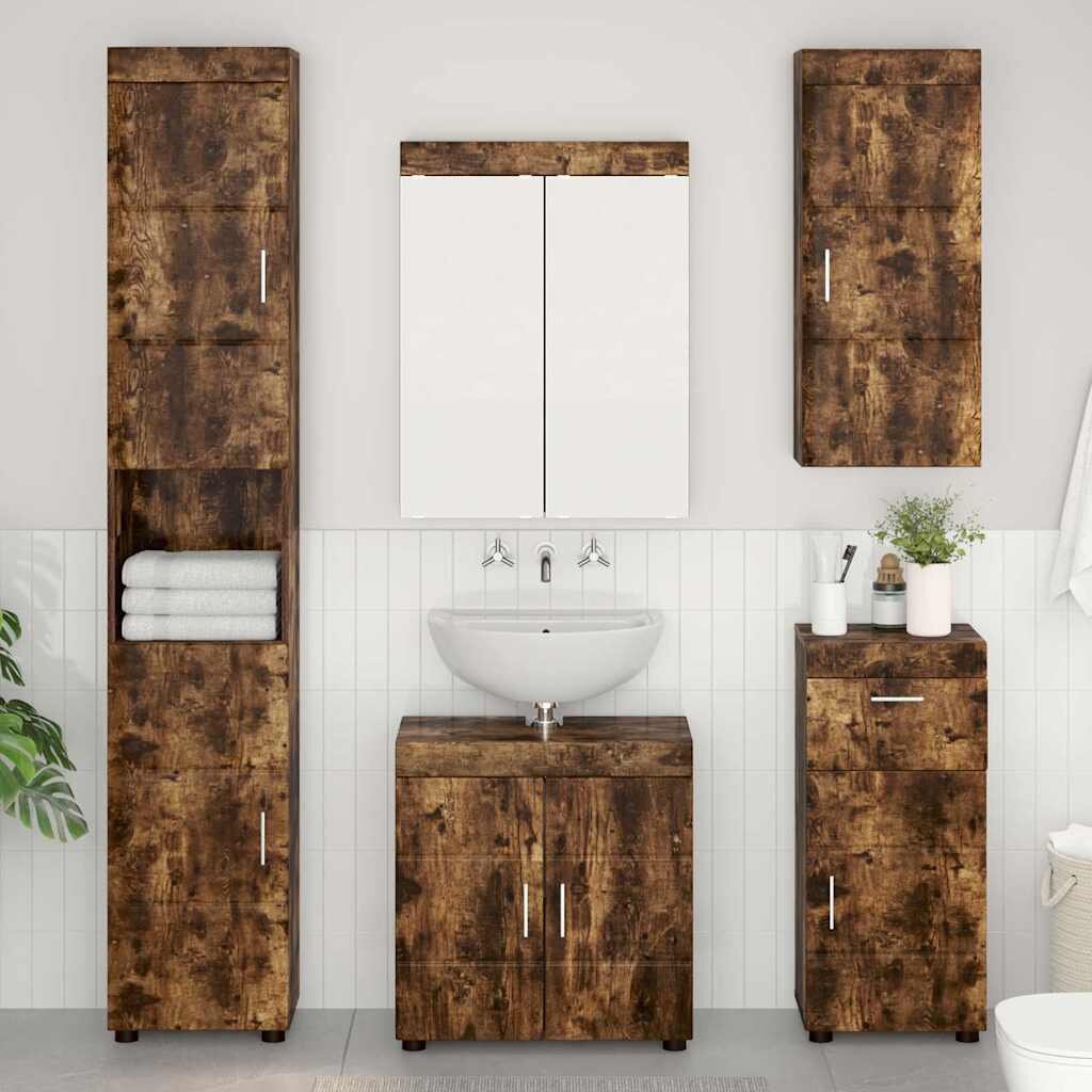 vidaXL Банен стенен шкаф TULUM Димян дъб 37 x 245 x 86 см