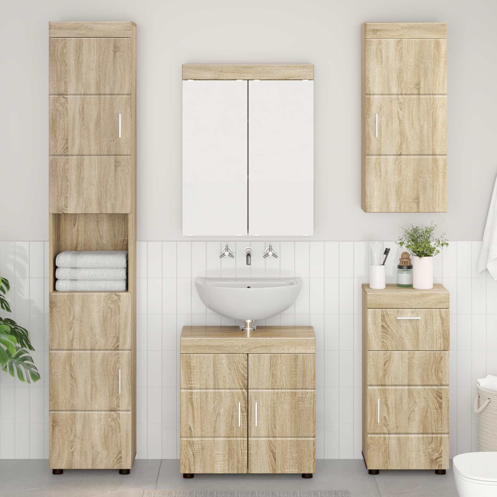 vidaXL Банен стенен шкаф TULUM Сонома дъб 37 x 245 x 86 см