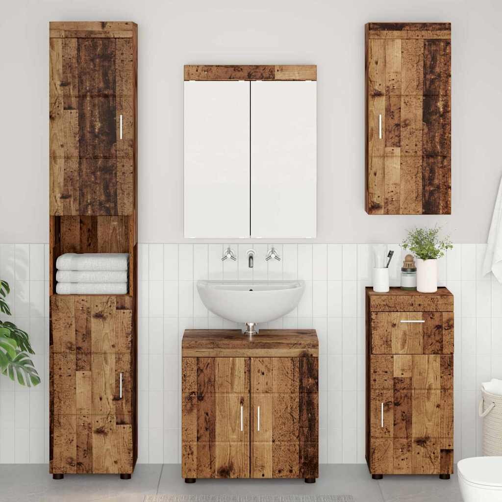 vidaXL Банен стенен шкаф TULUM Старо дърво 37 x 245 x 86 см