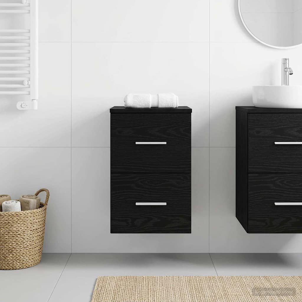vidaXL Банков шкаф Междинен Черен дъб 30 x 35 x 50 см