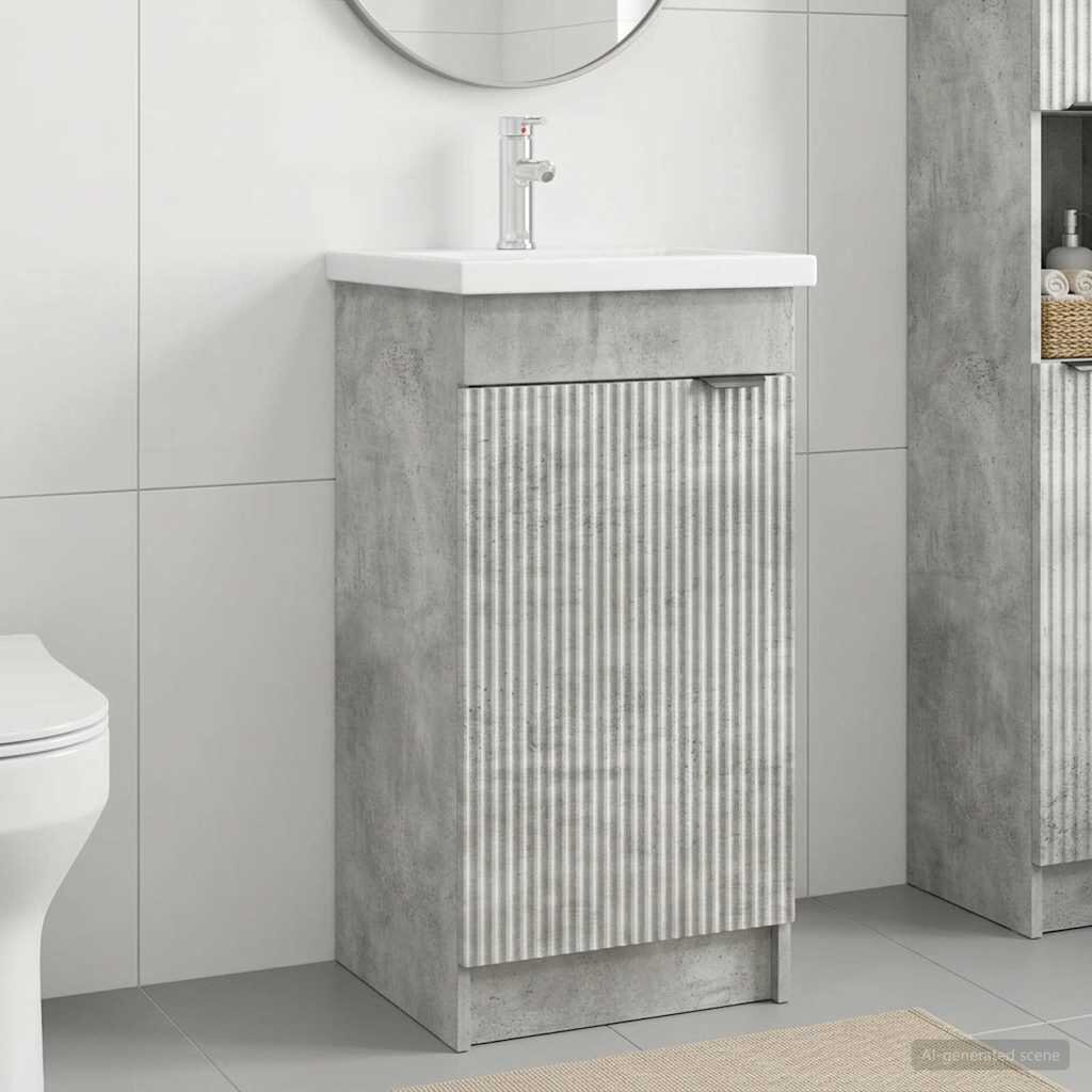 vidaXL Баня с мивка Бетонно сиво 42 x 40 x 845 см Инженерна дървесина