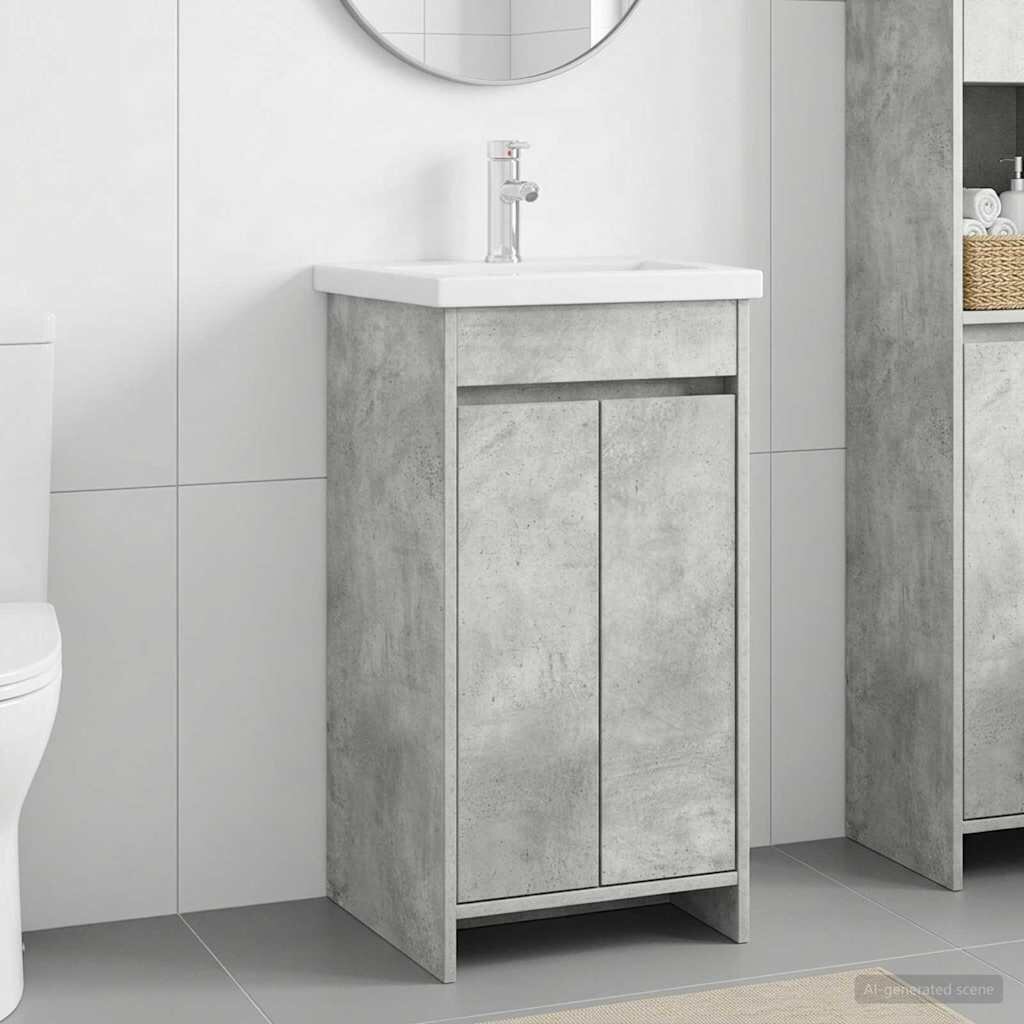 vidaXL Баня с мивка Бетонно сиво 42 x 40 x 845 см Инженерна дървесина