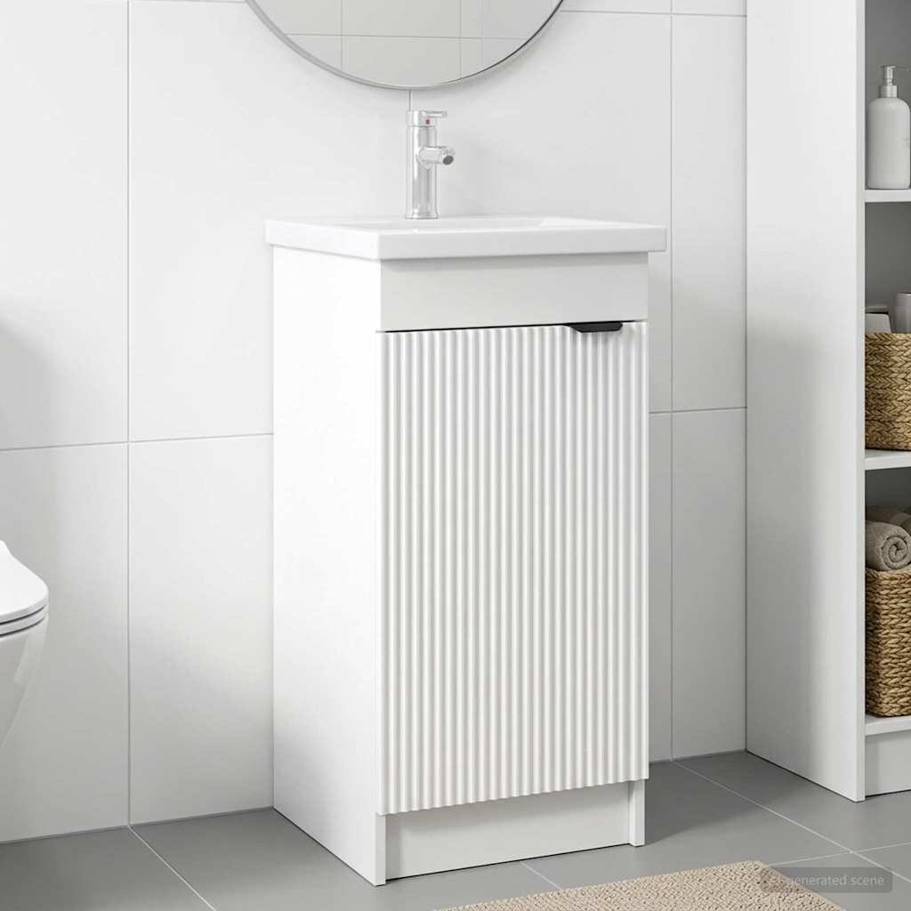 vidaXL Баня с мивка Бяло 42 x 40 x 845 см Инженерна дървесина