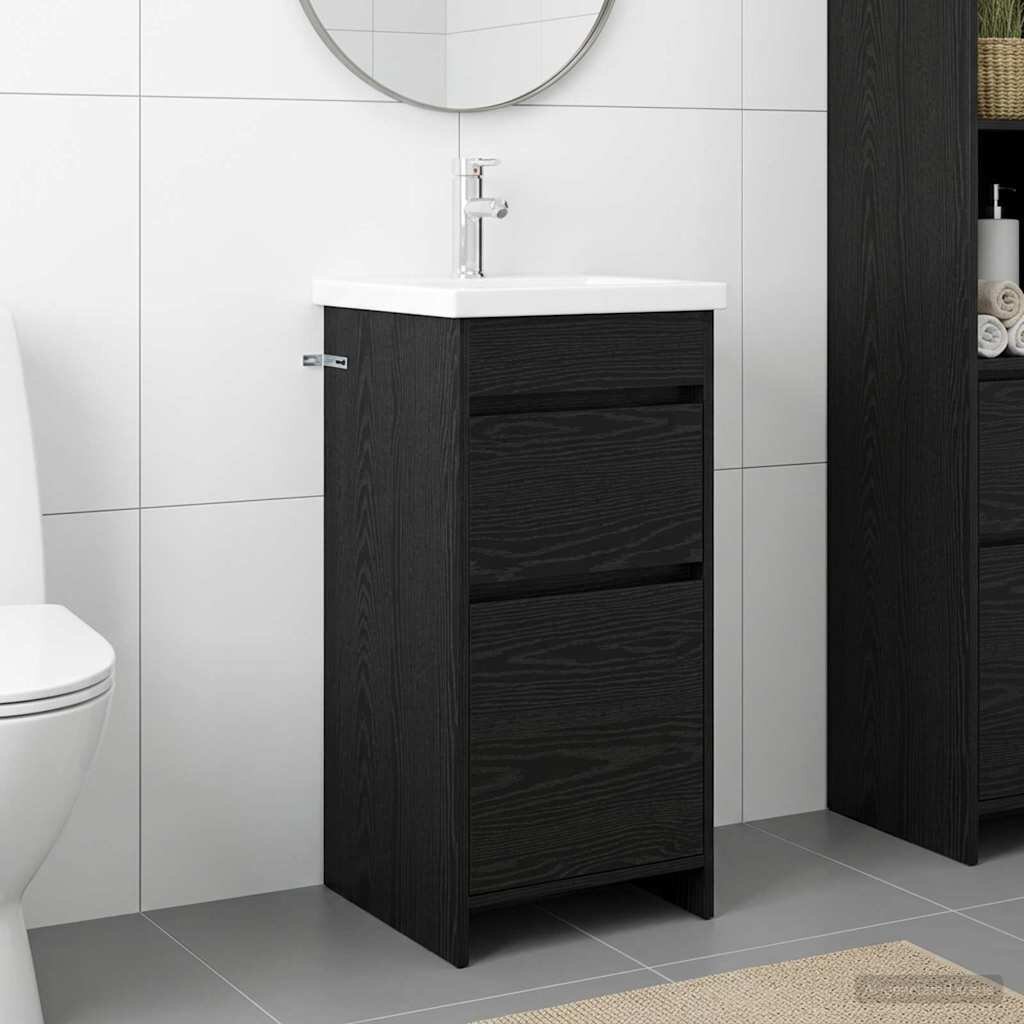 vidaXL Баня с мивка Черен дъб 42 x 40 x 845 см Инженерна дървесина