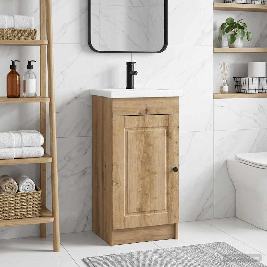 vidaXL Баня с мивка Дъб артизан 42 x 40 x 845 см Инженерна дървесина