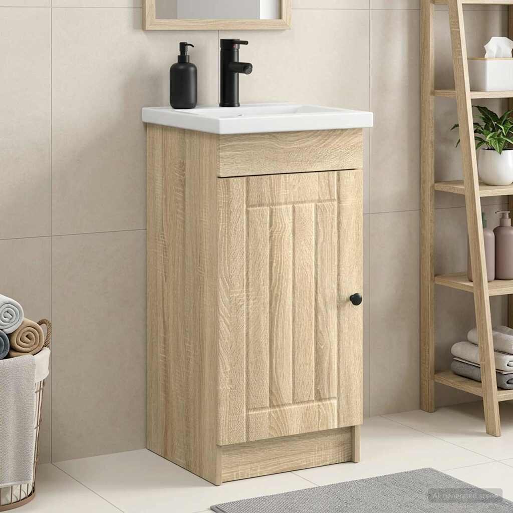 vidaXL Баня с мивка Дъб сонома 42 x 40 x 845 см Инженерна дървесина