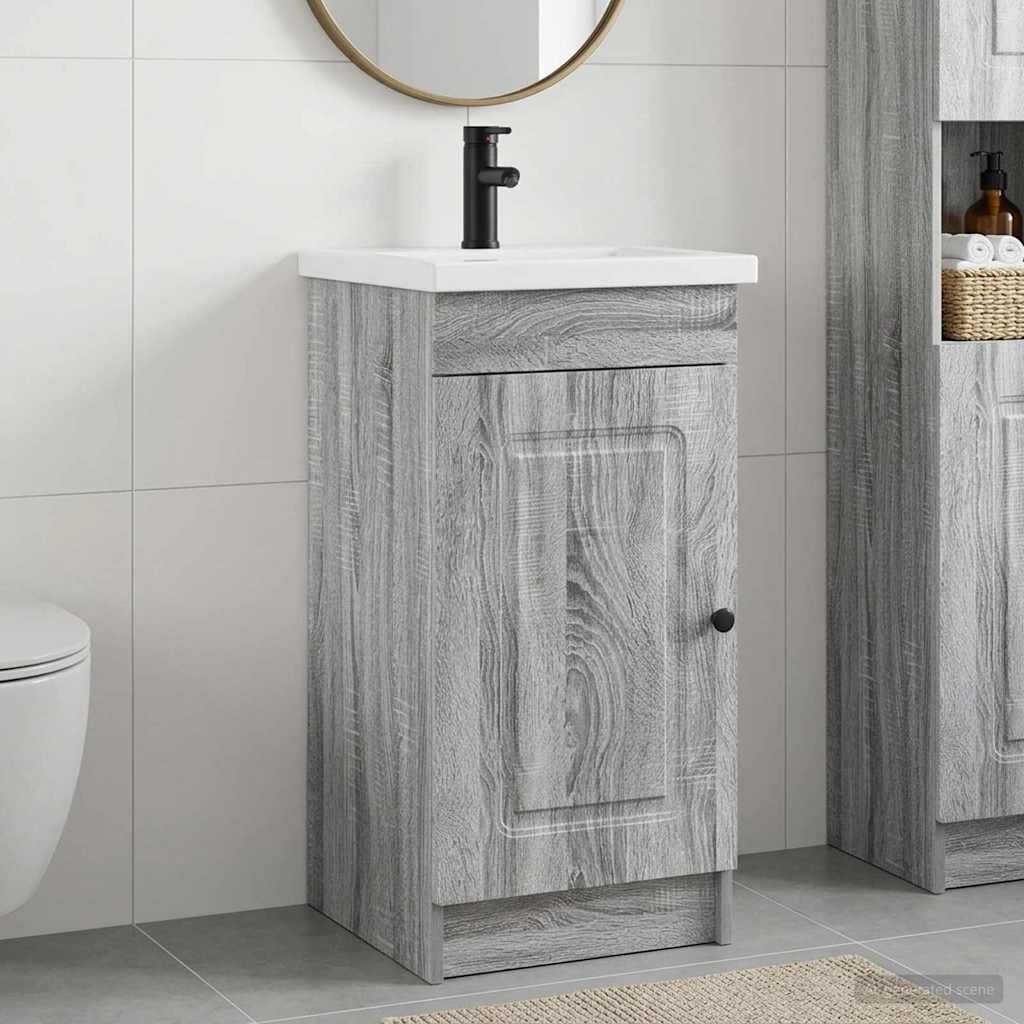vidaXL Баня с мивка Сив Сонома 42 x 40 x 845 см Инженерна дървесина
