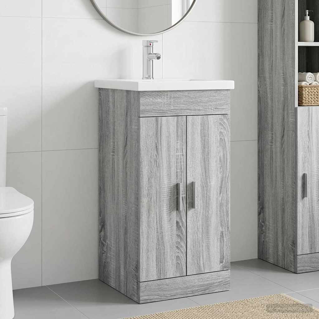 vidaXL Баня с мивка Сив Сонома 42 x 40 x 845 см Инженерна дървесина