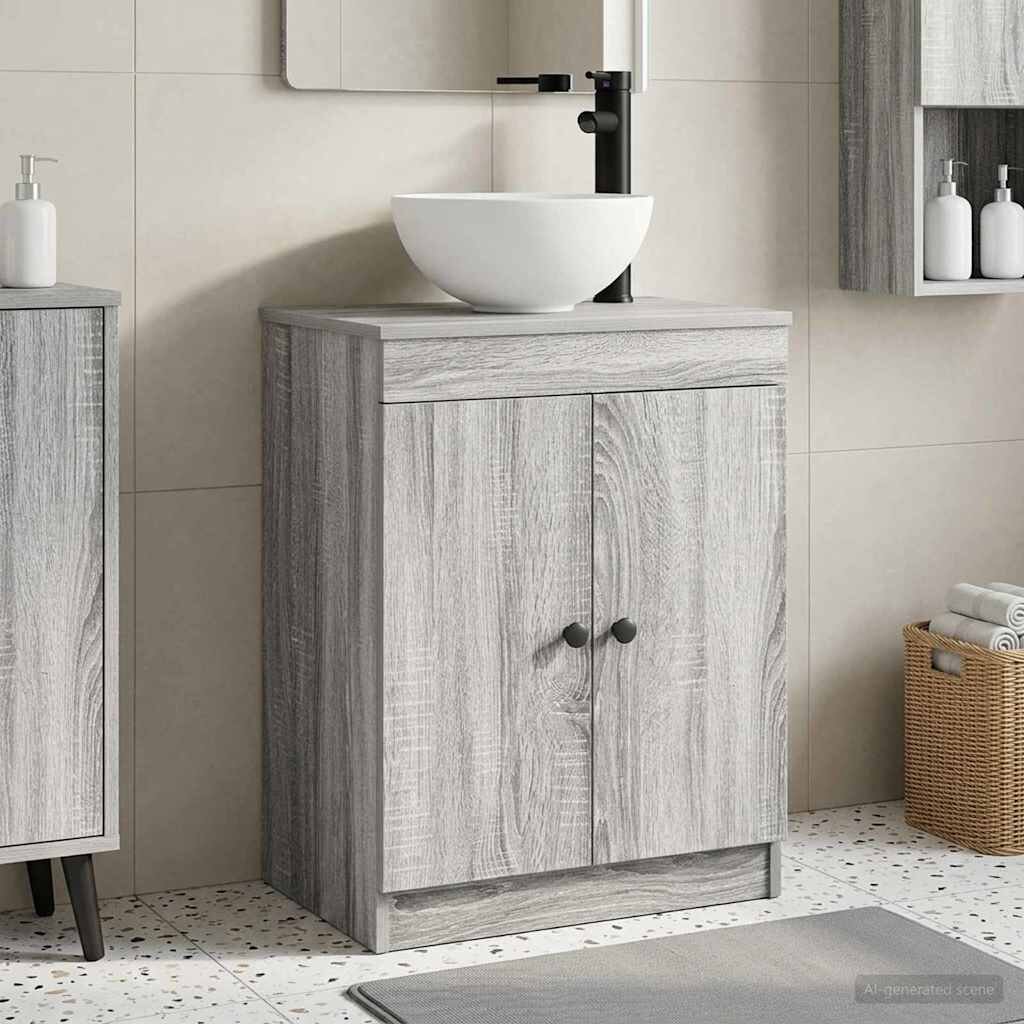 vidaXL Баня с мивка Сив Сонома 54 х 35 х 83 см Инженерна дървесина