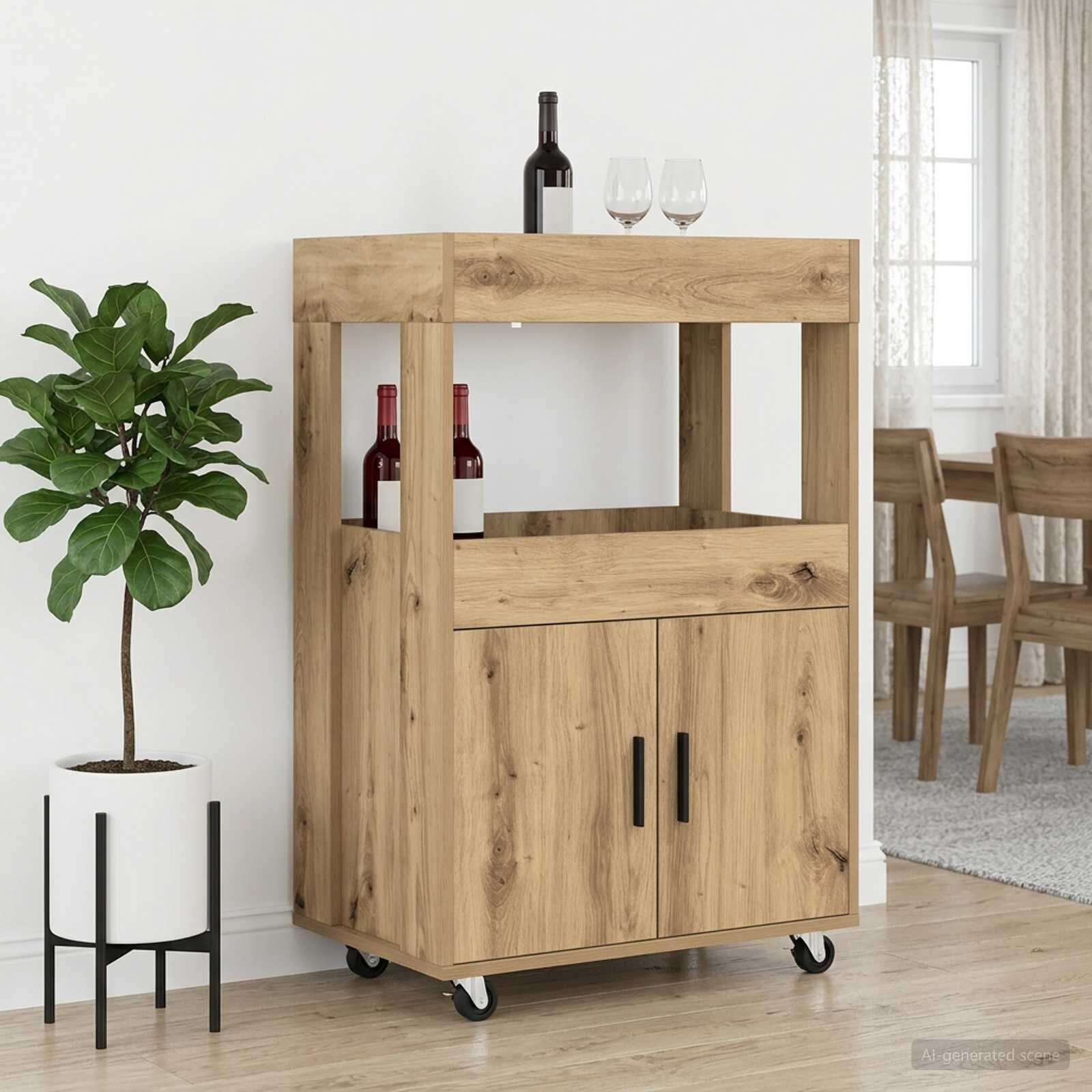 vidaXL Бар Карт Дъб артизан 60 x 395 x 89 см Инженерна дървесина