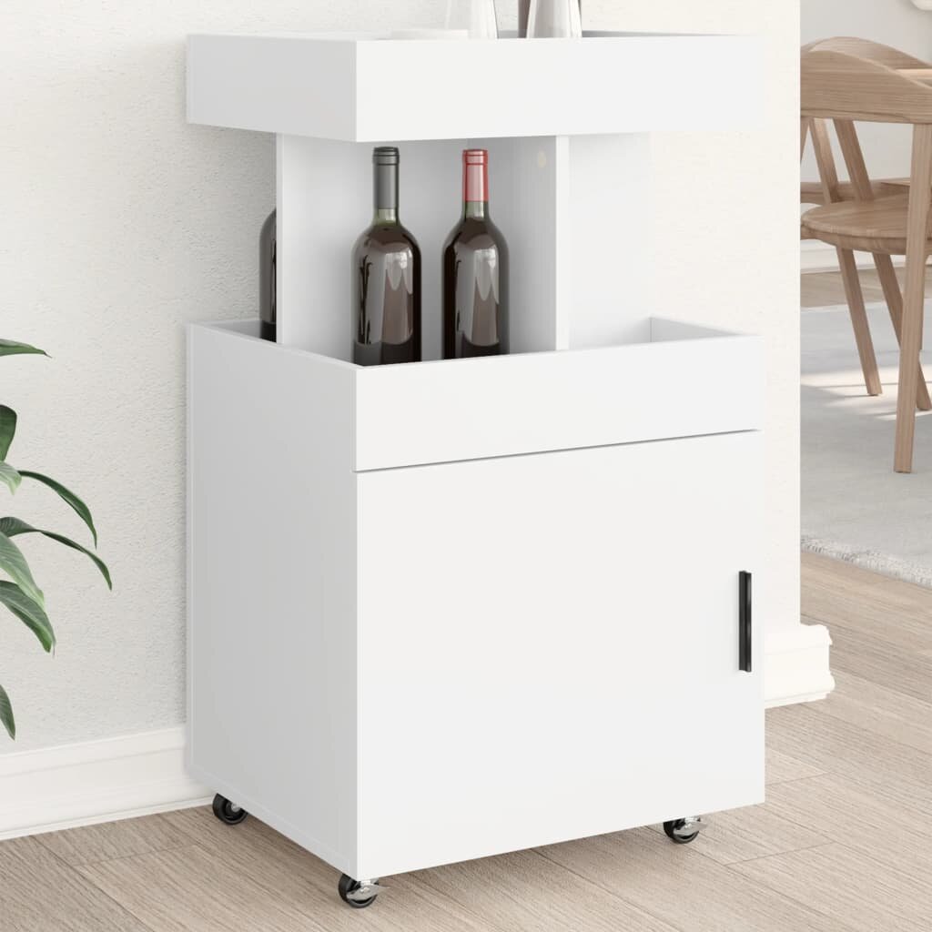vidaXL Бар количка бяла 50x41x89 см инженерно дърво