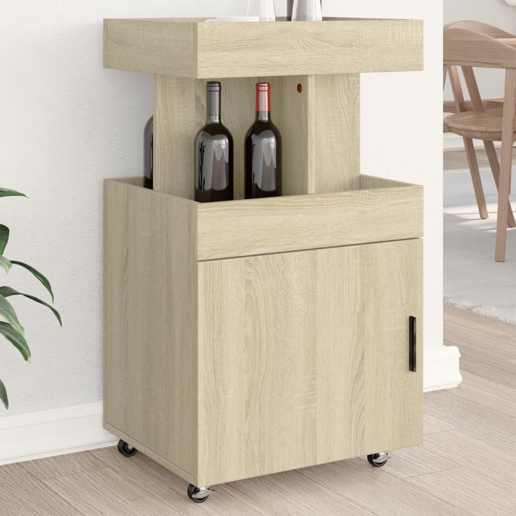 vidaXL Бар количка дъб сонома 50x41x89 см инженерно дърво