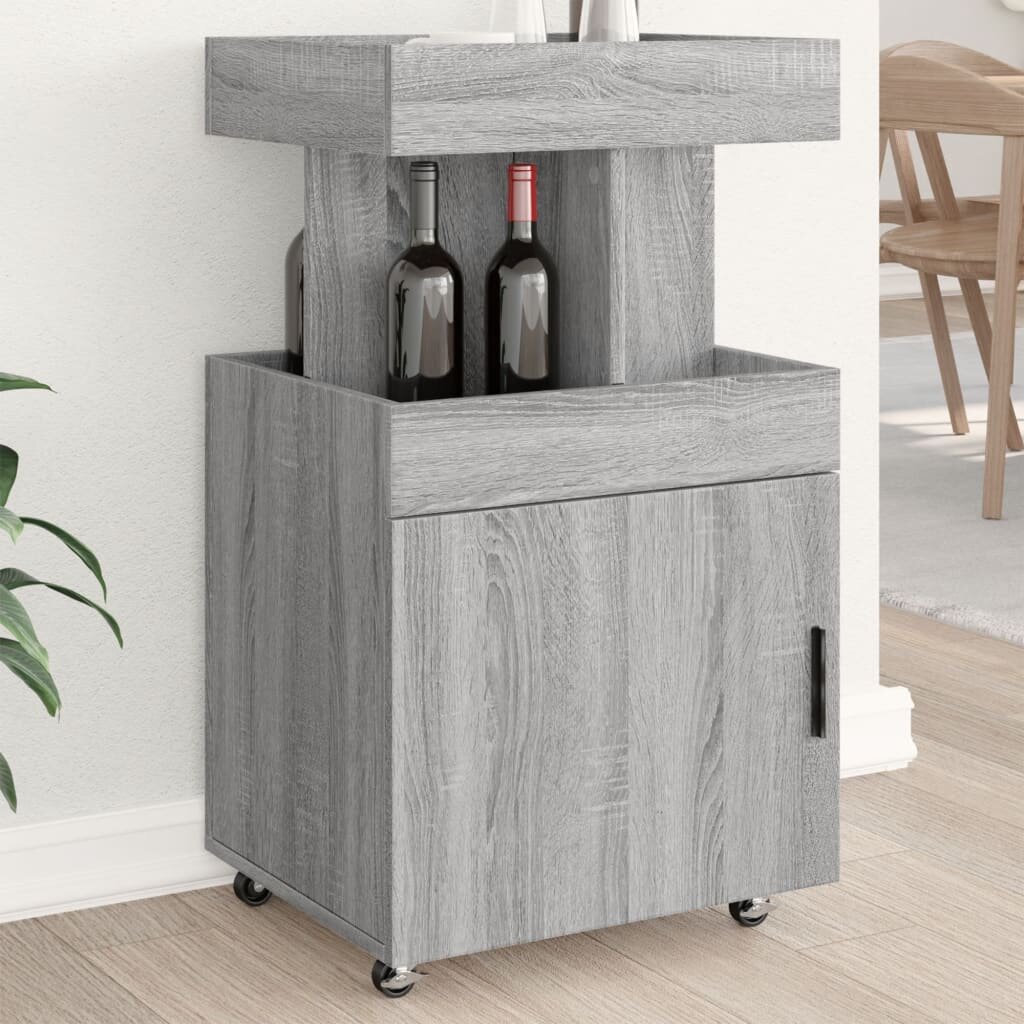 vidaXL Бар количка сив сонома 50x41x89 см инженерно дърво