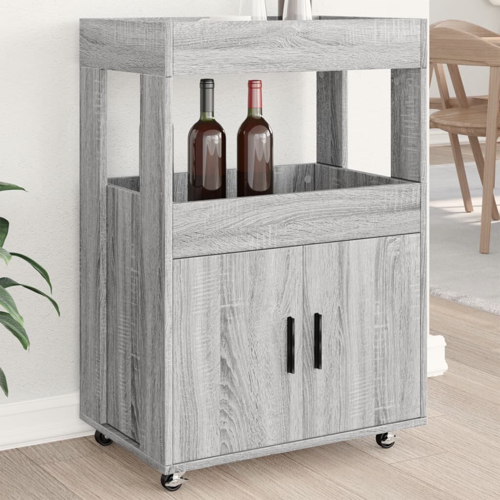 vidaXL Бар количка сив сонома 60x395x89 см инженерно дърво