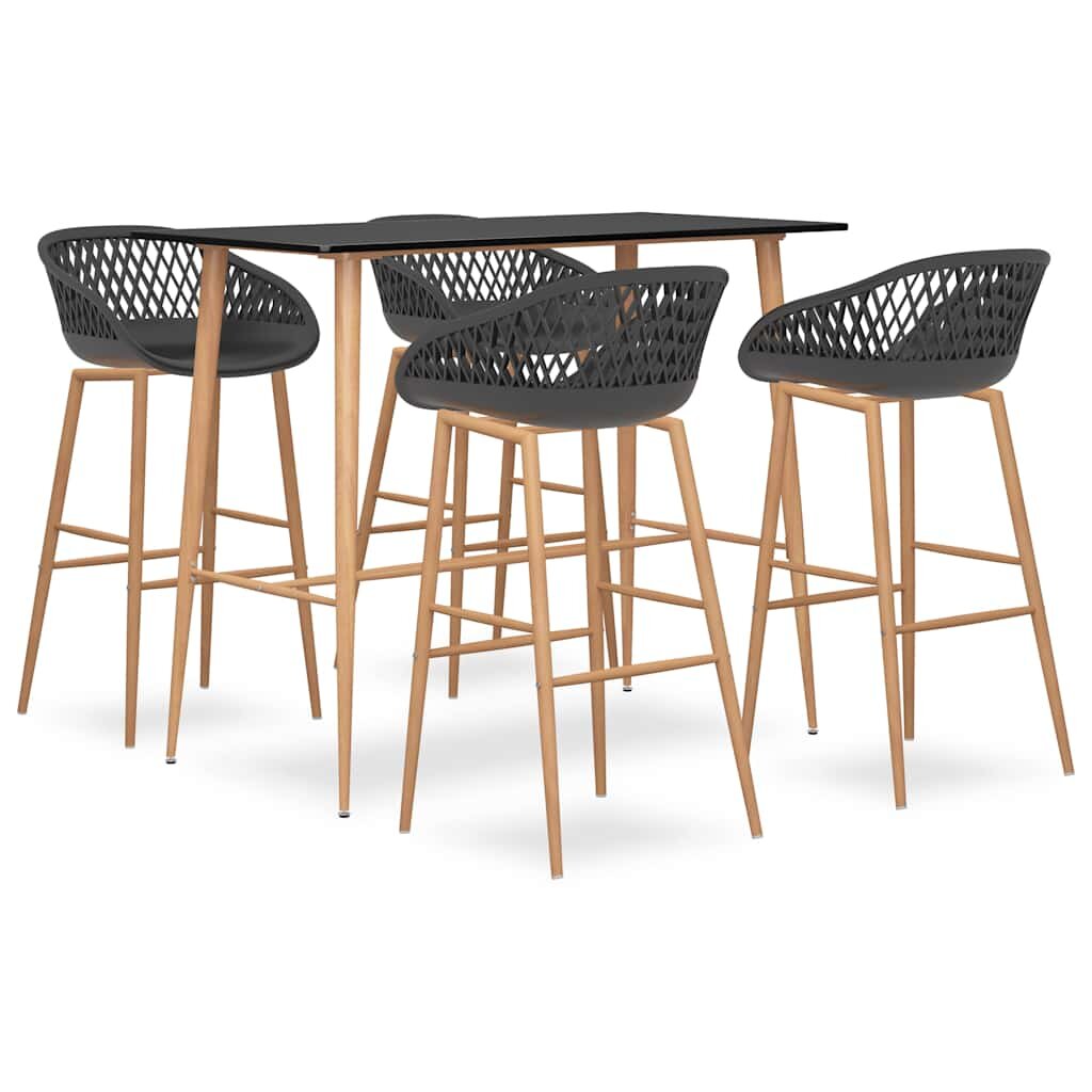 vidaXL Бар комплект от 5 части черно и сиво