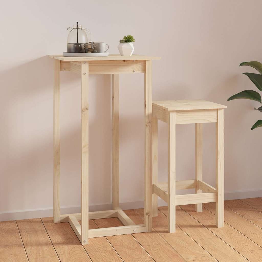 vidaXL Бар маса 60x60x110 см борово дърво масив
