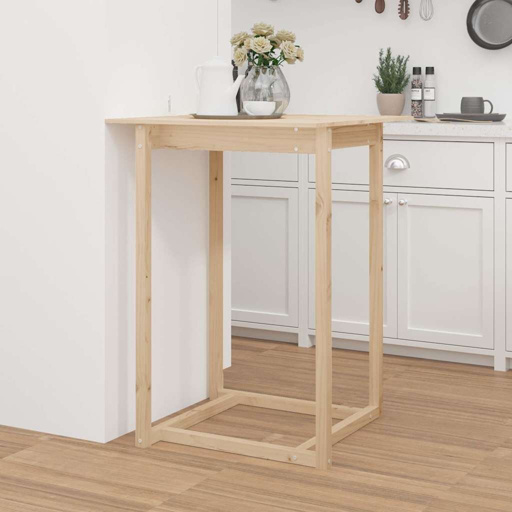 vidaXL Бар маса 80x80x110 см борово дърво масив