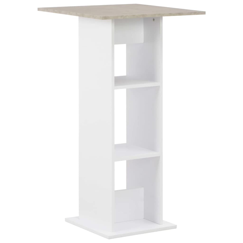 vidaXL Бар маса бяло и бетонно 60x60x110 см