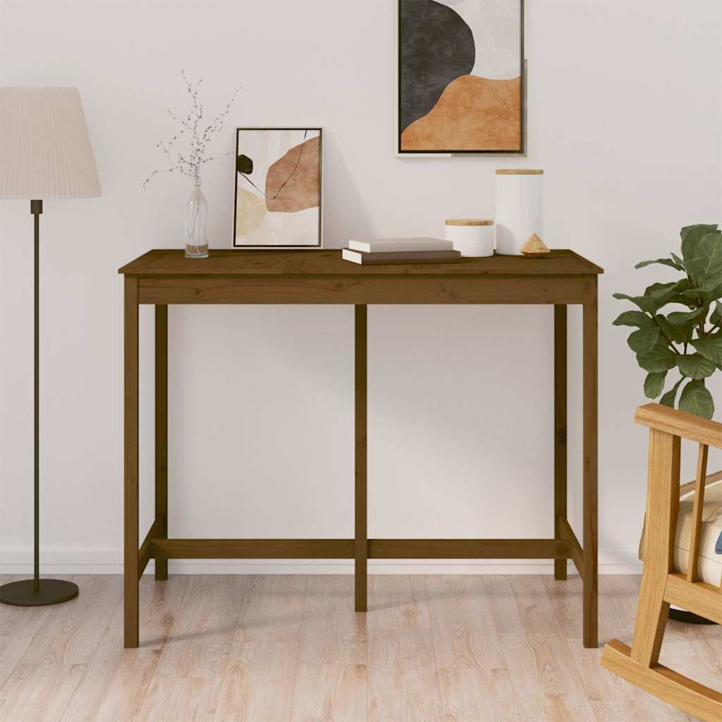 vidaXL Бар маса меденокафява 140x80x110 см борово дърво масив