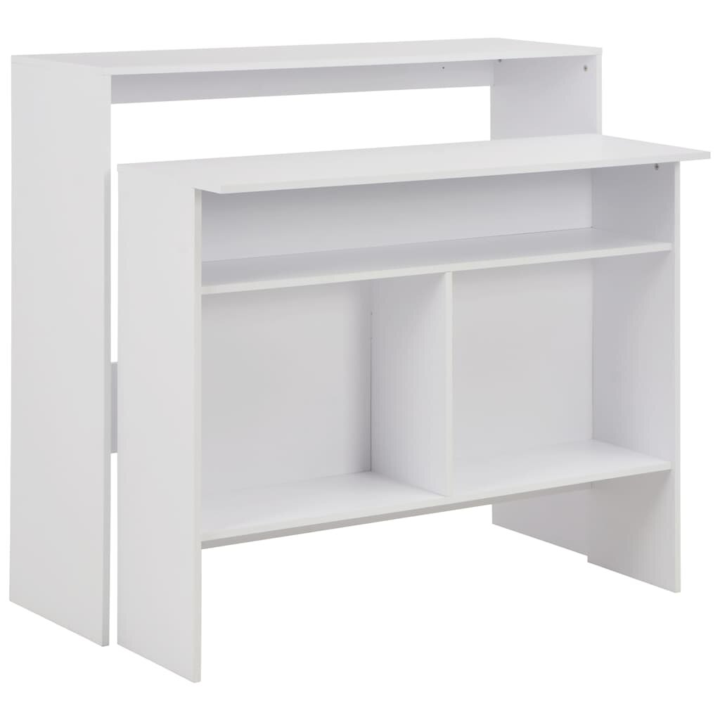 vidaXL Бар маса с 2 плота бяла 130x40x120 см
