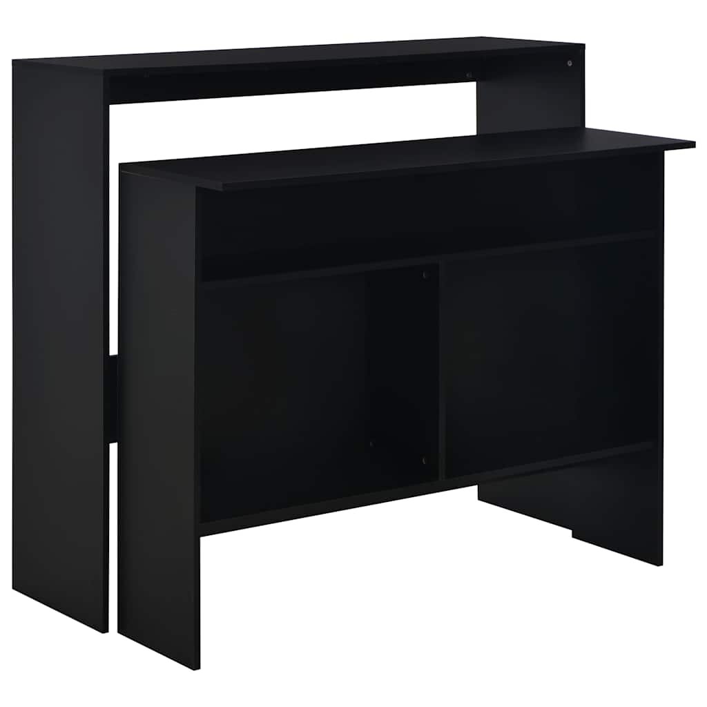 vidaXL Бар маса с 2 плота черна 130x40x120 см