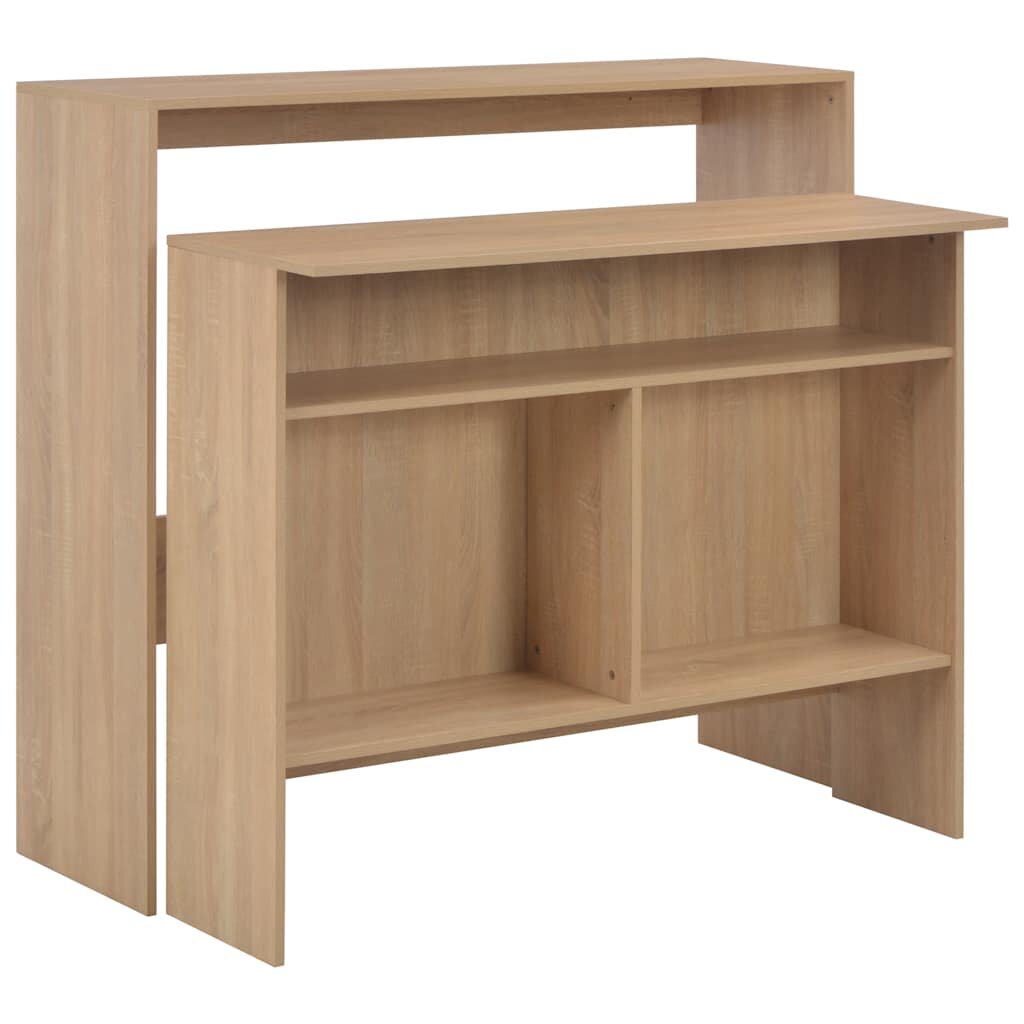 vidaXL Бар маса с 2 плота дъб 130x40x120 см