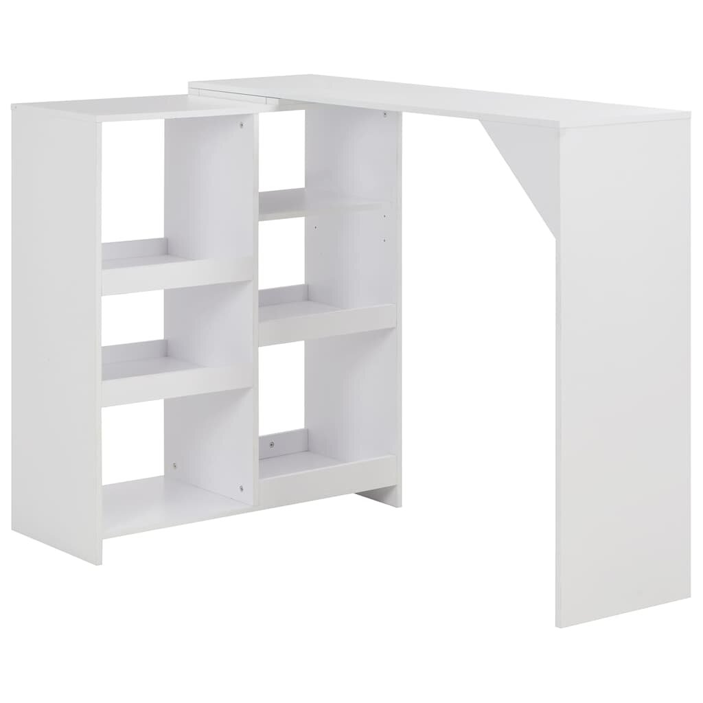 vidaXL Бар маса с подвижен рафт бял 138x39x110 см