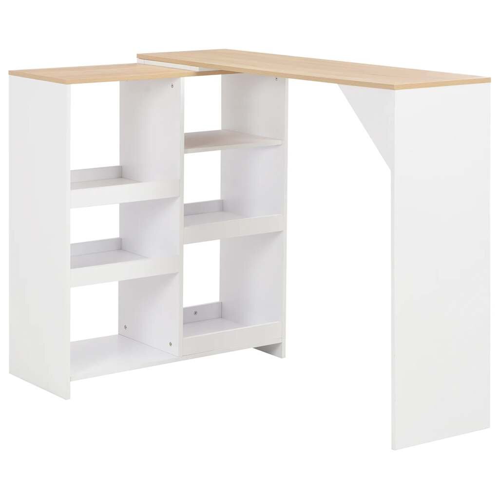 vidaXL Бар маса с подвижен рафт бяла 138x39x110 см