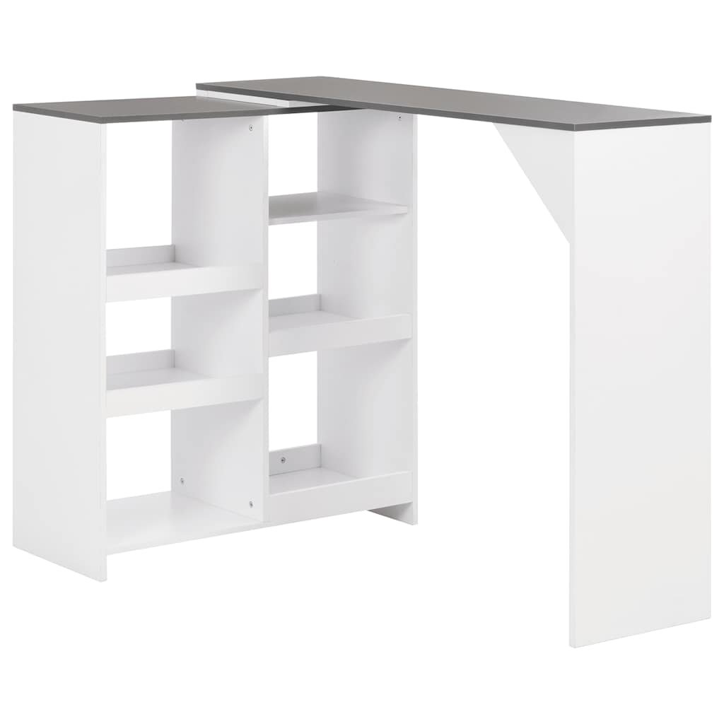 vidaXL Бар маса с подвижен рафт бяла 138x39x110 см