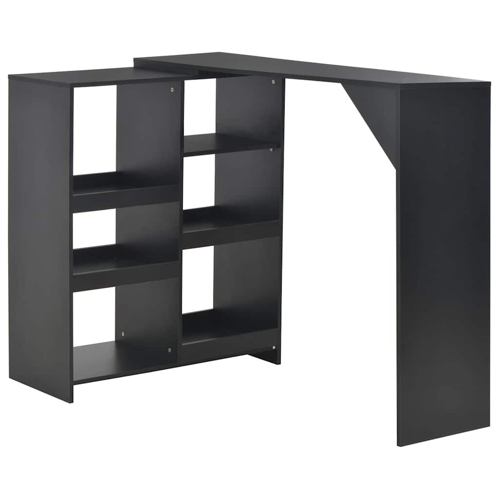 vidaXL Бар маса с подвижен рафт черна 138x39x110 см