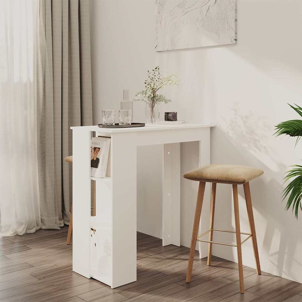 vidaXL Бар маса с рафт бяла 102x50x1035 см инженерно дърво